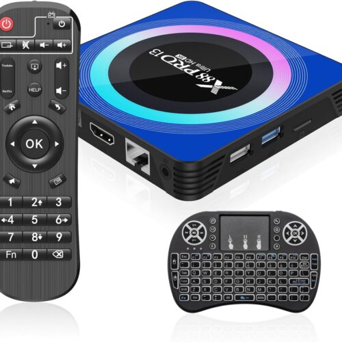 Combo 3 Android TV Box 13.0, Android Box 4GB RAM 64GB ROM, Quad Core Android Smart 8K TV Box with Mini Keyboard Support 2.4G/5.0GHz Dual WiFi 100M Ethernet Bluetooth - 54 USD